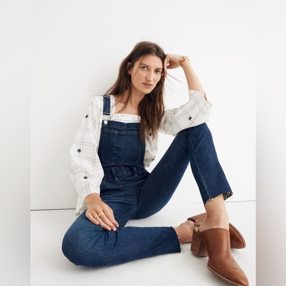 NWOT Madewell The Skinny Overalls in Elmdale Wash Side Zip Dark Blue XXS - Picture 1 of 9